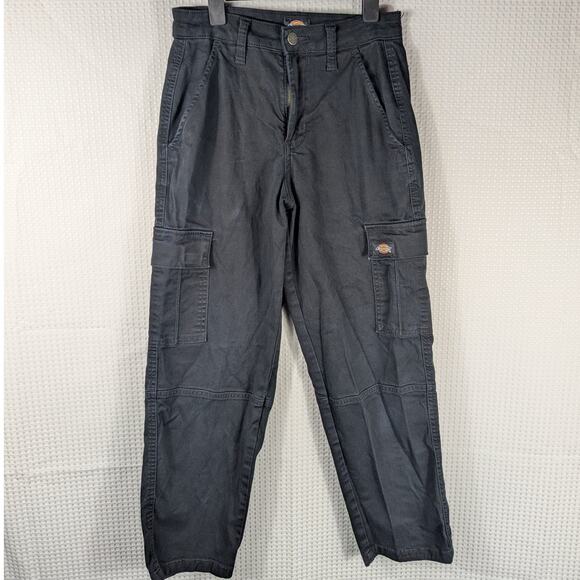 Dickies Cargo Pants Women's 25R Black Cotton Blend Utility Workwear Trousers - Picture 1 of 4